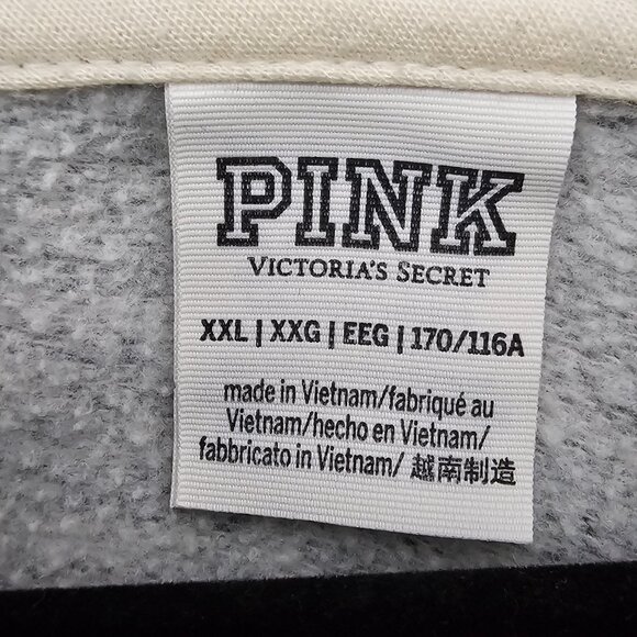 💥Pink Victoria's Secret Pullover Gray Drop Shoulder Oversized Hooded Sweatshirt - Picture 2 of 7